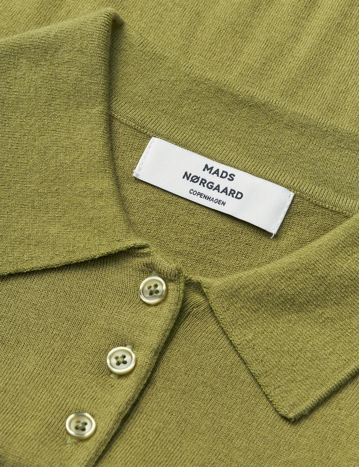 Fine Merino Rosa Polo uldstriktrøje – Green Olive